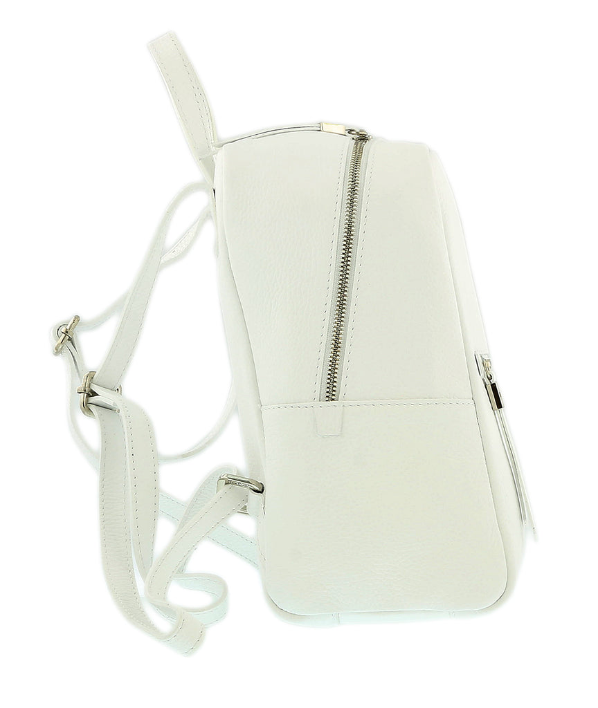 Pierre Cardin White Leather Classic Medium Fashion Backpack