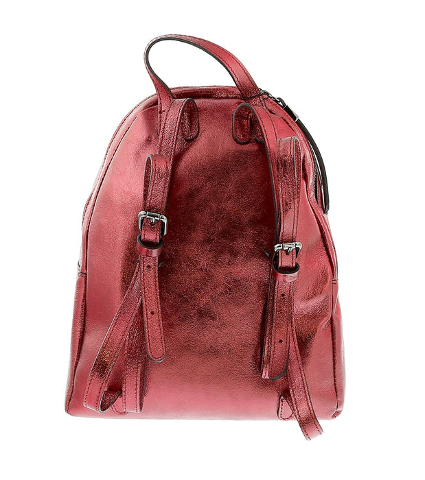Pierre Cardin Red Leather Medium Fashion Metallic Backpack