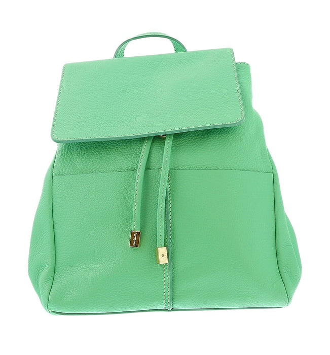 Pierre Cardin Green Leather Classic Medium Fashion Backpack