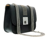 Pierre Cardin Black Leather Small Structured Riveted Square Shoulder Bag