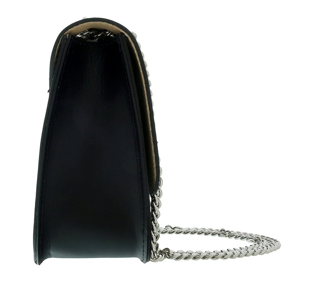 Pierre Cardin Black Leather Small Structured Riveted Square Shoulder Bag