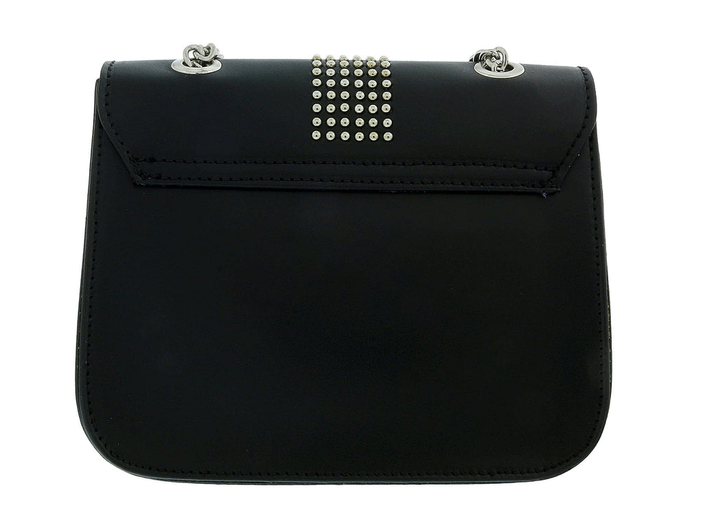 Pierre Cardin Black Leather Small Structured Riveted Square Shoulder Bag