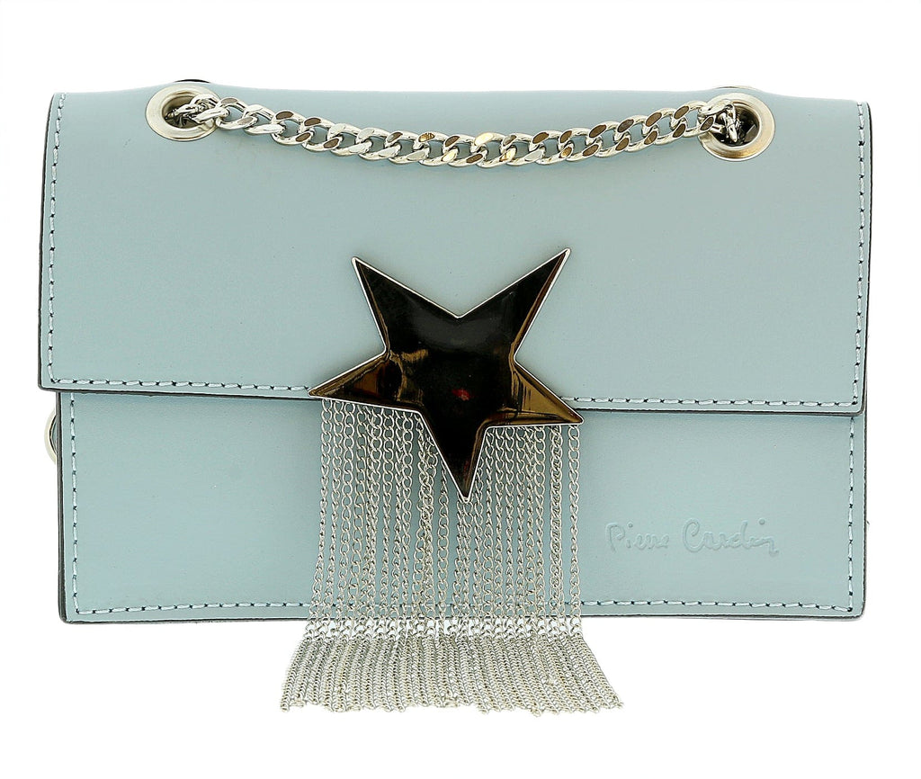 Pierre Cardin Small Light Blue Leather Structured Star Shoulder Bag