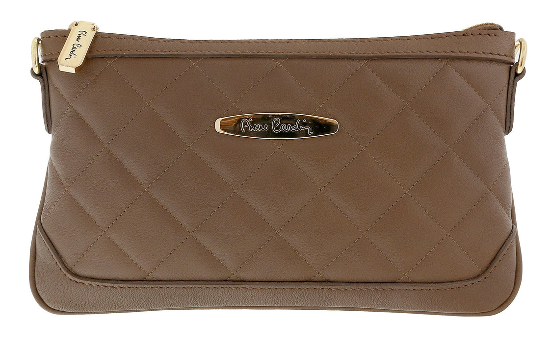 Pierre Cardin Dark Taupe Leather Quilted Crossbody Bag