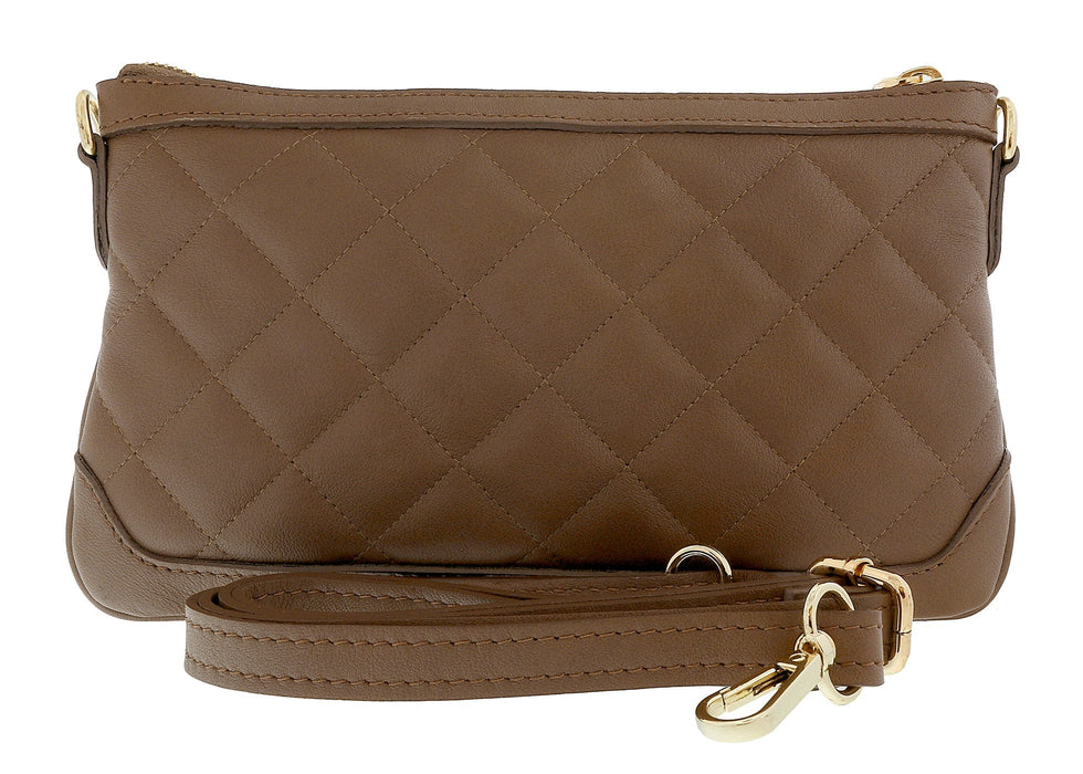 Pierre Cardin Dark Taupe Leather Quilted Crossbody Bag