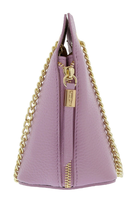 Pierre Cardin Lilac Leather Curved Structured Chain Crossbody Bag