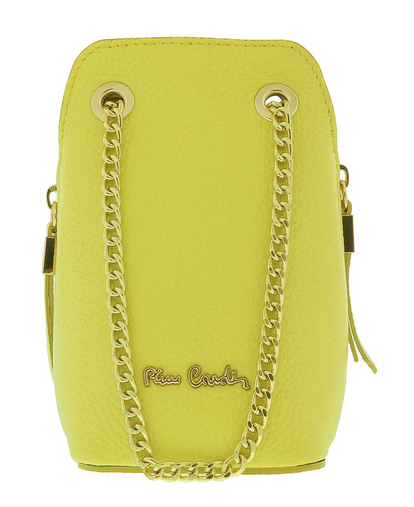 Pierre Cardin Lemon Leather Curved Structured Chain Crossbody Bag
