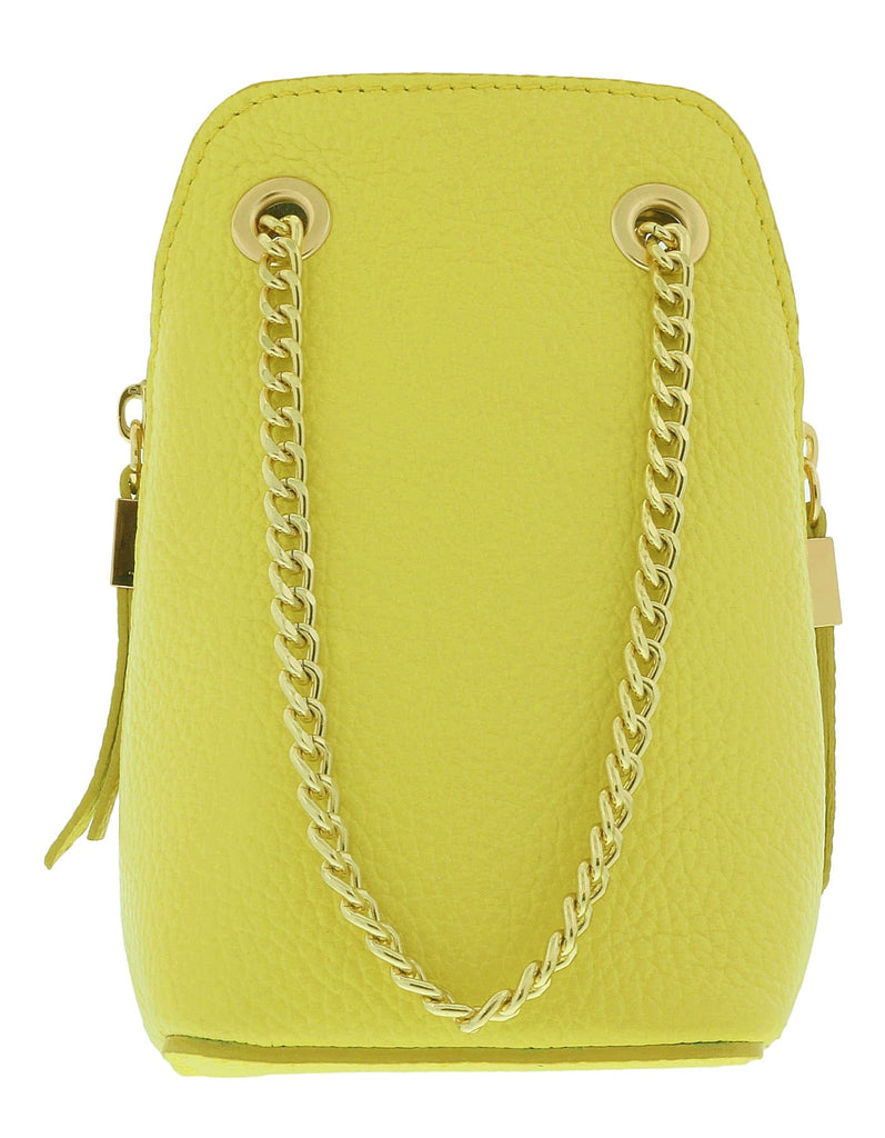 Pierre Cardin Lemon Leather Curved Structured Chain Crossbody Bag