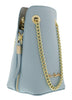 Pierre Cardin Light Blue Leather Curved Structured Chain Crossbody Bag