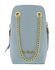 Pierre Cardin Light Blue Leather Curved Structured Chain Crossbody Bag