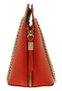 Pierre Cardin Red Leather Curved Structured Chain Crossbody Bag