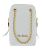 Pierre Cardin White Leather Curved Structured Chain Crossbody Bag