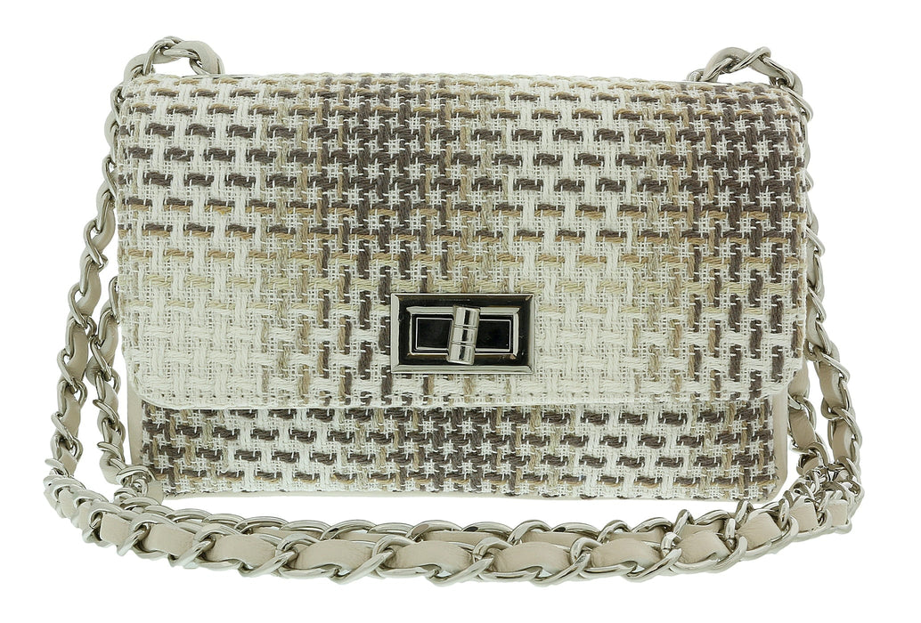 Pierre Cardin Beige Tweed Cotton Small Shoulder Bag