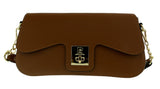 Pierre Cardin Brown Leather Medium Structured Logo Shoulder Bag