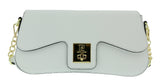 Pierre Cardin White Leather Medium Structured Logo Shoulder Bag
