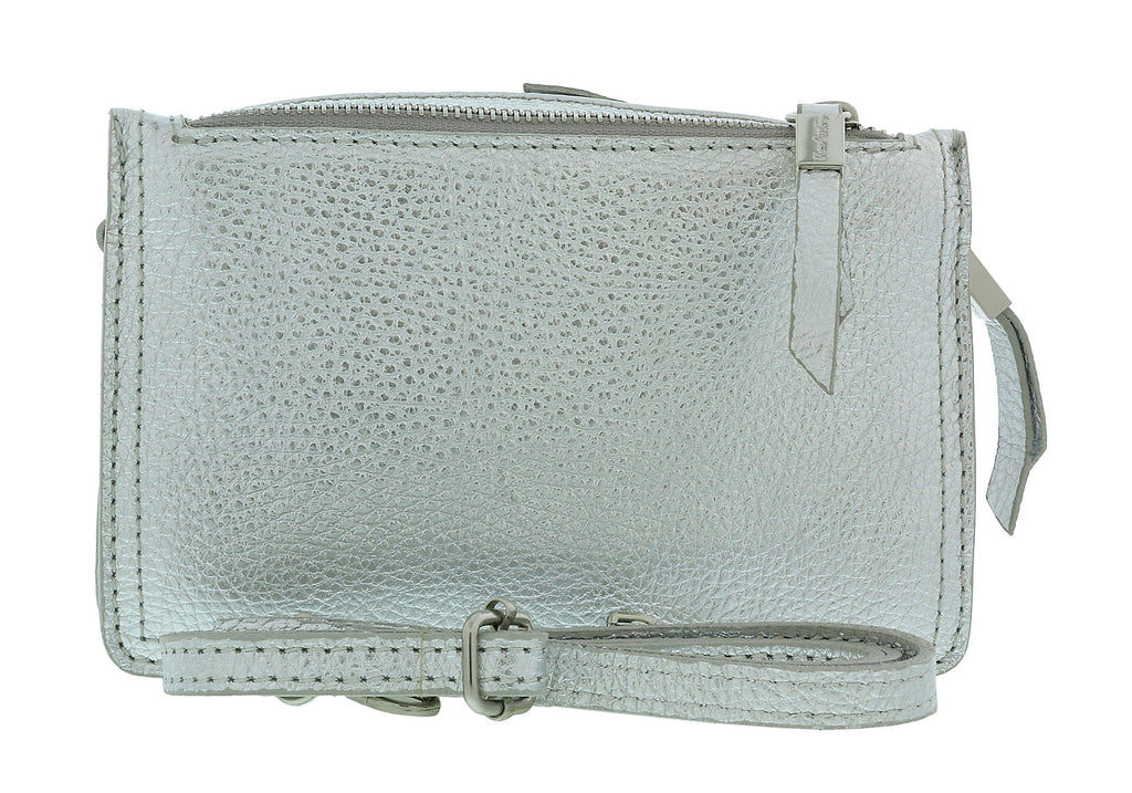 Pierre Cardin Silver Leather Small Structured Square Crossbody Bag