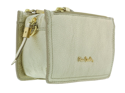 Pierre Cardin Gold Leather Small Structured Square Crossbody Bag