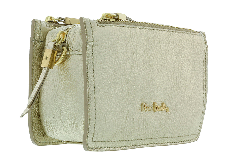 Pierre Cardin Gold Leather Small Structured Square Crossbody Bag