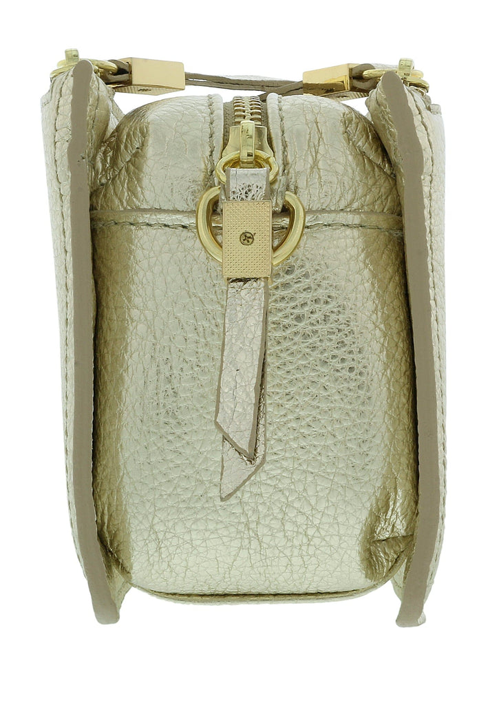 Pierre Cardin Gold Leather Small Structured Square Crossbody Bag