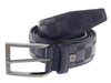 Pierre Cardin Blue Textured Checkered Classic Buckle Adjustable Adjustable Mens Belt-34