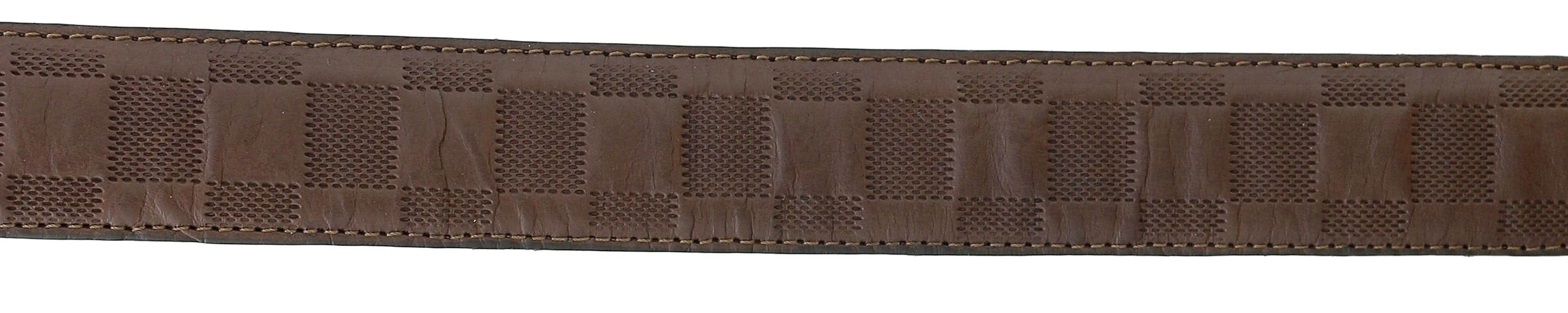 Pierre Cardin Brown Textured Checkered Classic Buckle Adjustable Adjustable Mens Belt-