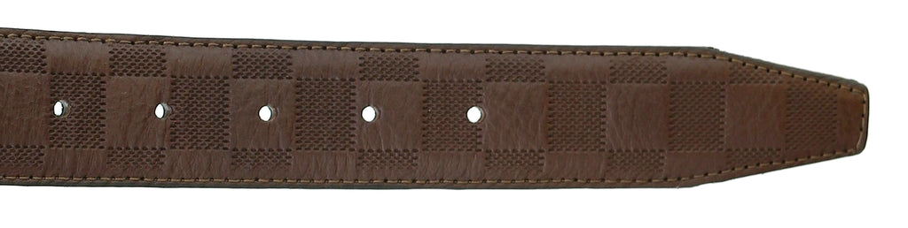 Pierre Cardin Brown Textured Checkered Classic Buckle Adjustable Adjustable Mens Belt-