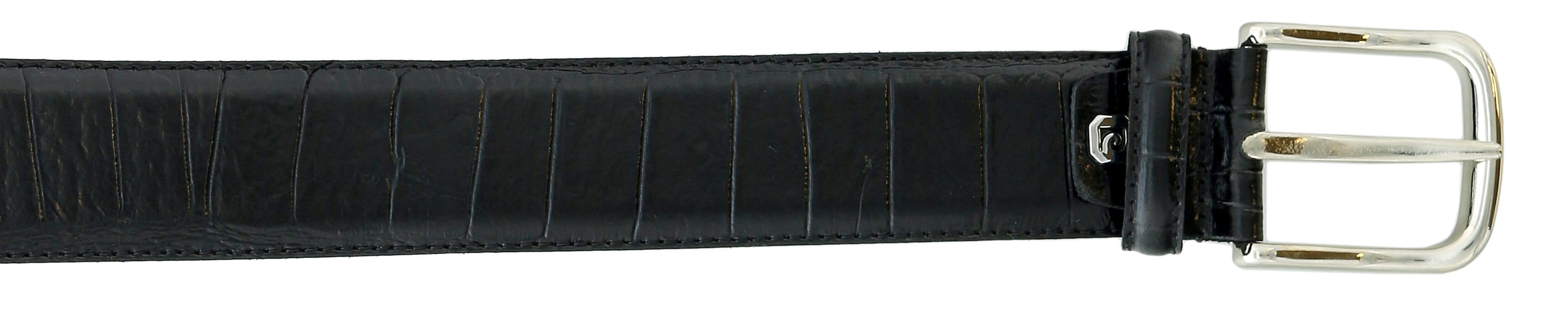 Pierre Cardin Shiny Black  Embossed Classic Buckle Adjustable Belt Adjustable Mens Belt-