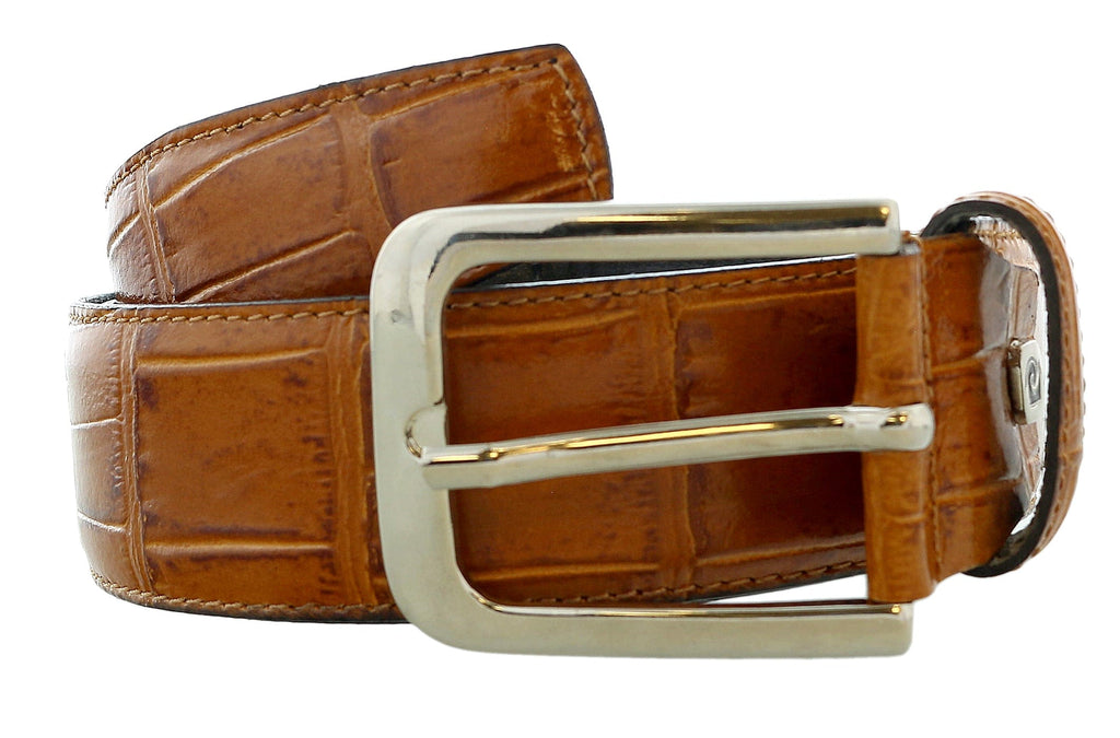 Pierre Cardin Shiny Brown  Embossed Classic Buckle Adjustable Belt Adjustable Mens Belt-