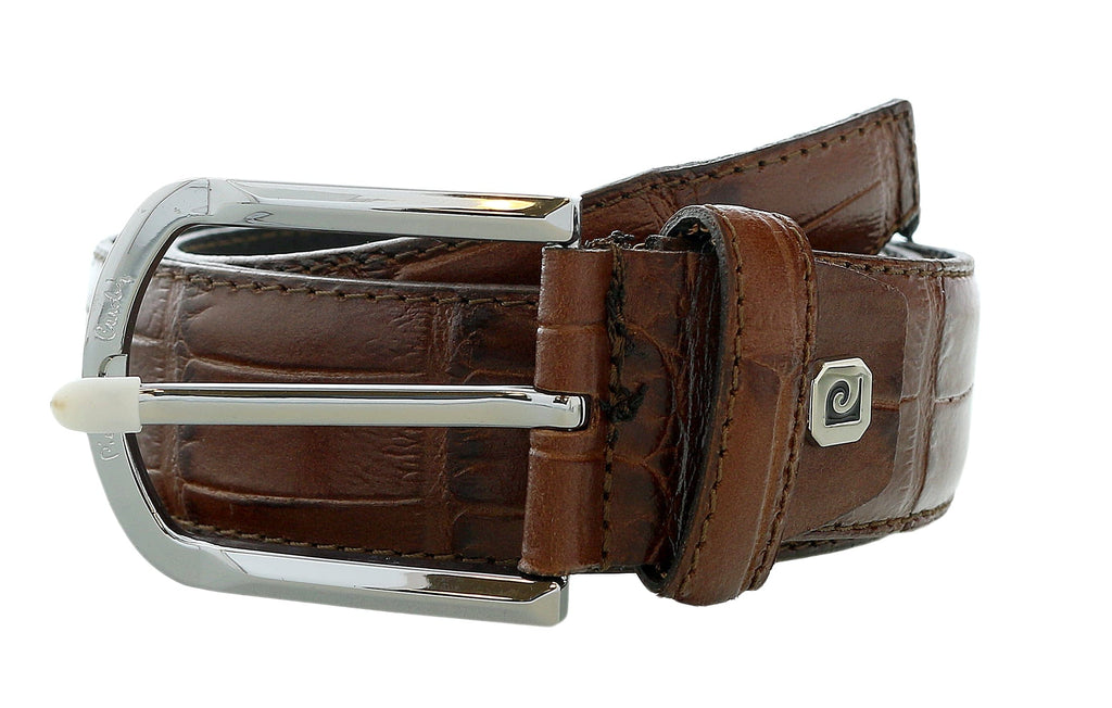 Pierre Cardin Brown Croc Embossed Classic Buckle Adjustable Belt Adjustable Mens Belt-