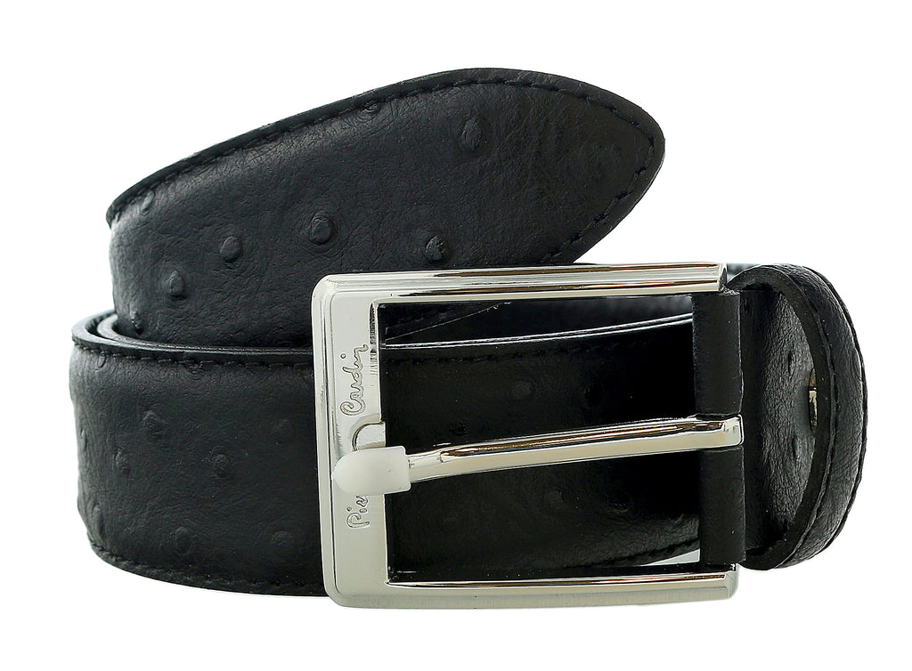 Pierre Cardin Black Embossed Classic D-Ring  Adjustable Buckle Belt Adjustable Mens Belt-38