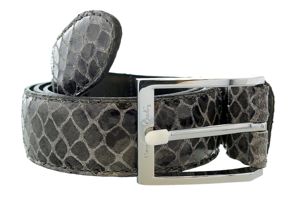 Pierre Cardin Dark Grey Python Embossed Classic D-Ring Adjustable Belt Adjustable Mens Belt-
