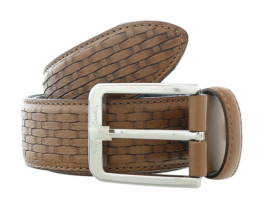 Pierre Cardin Light Brown Weave Textured Classic D-Ring Adjustable Belt Adjustable Mens Belt-34