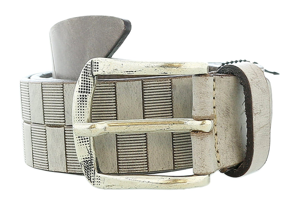 Pierre Cardin Distressed Beige Textured Classic Silver D-Ring Adjustable Belt Adjustable Mens Belt-40