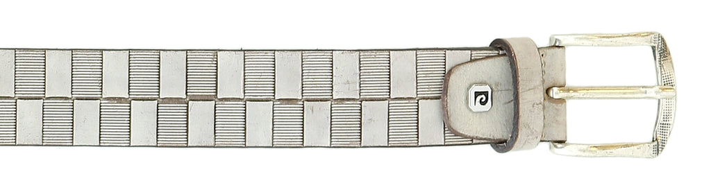 Pierre Cardin Distressed Beige Textured Classic Silver D-Ring Adjustable Belt Adjustable Mens Belt-