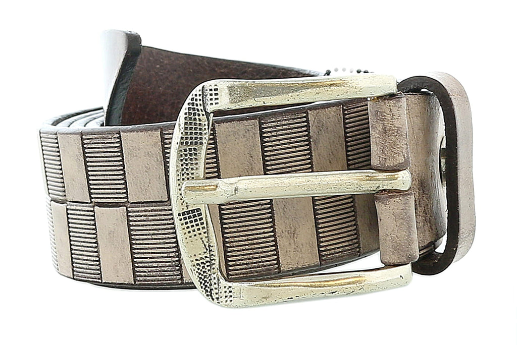 Pierre Cardin Distressed Brown Classic Silver D-Ring Adjustable Belt Adjustable Mens Belt-