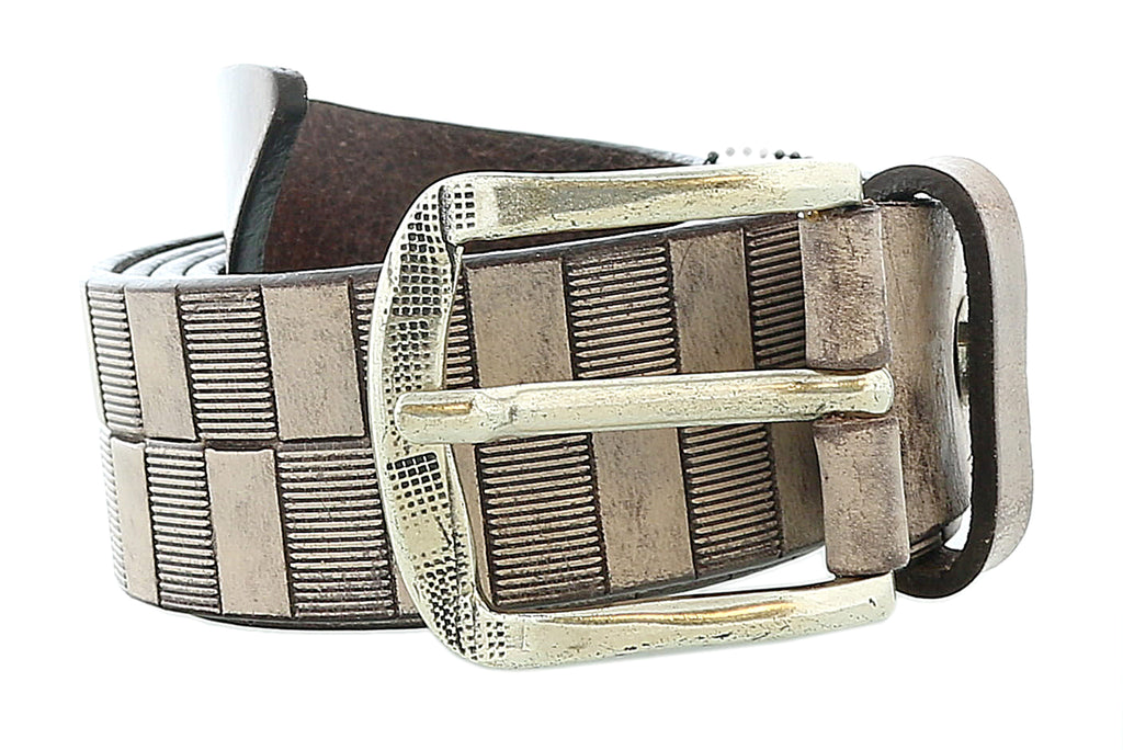 Pierre Cardin Distressed Brown Classic Silver D-Ring Adjustable Belt Adjustable Mens Belt-34