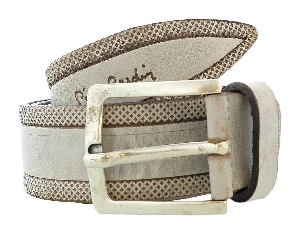 Pierre Cardin Distressed Beige Classic Silver D-Ring Adjustable Belt Adjustable Mens Belt-32