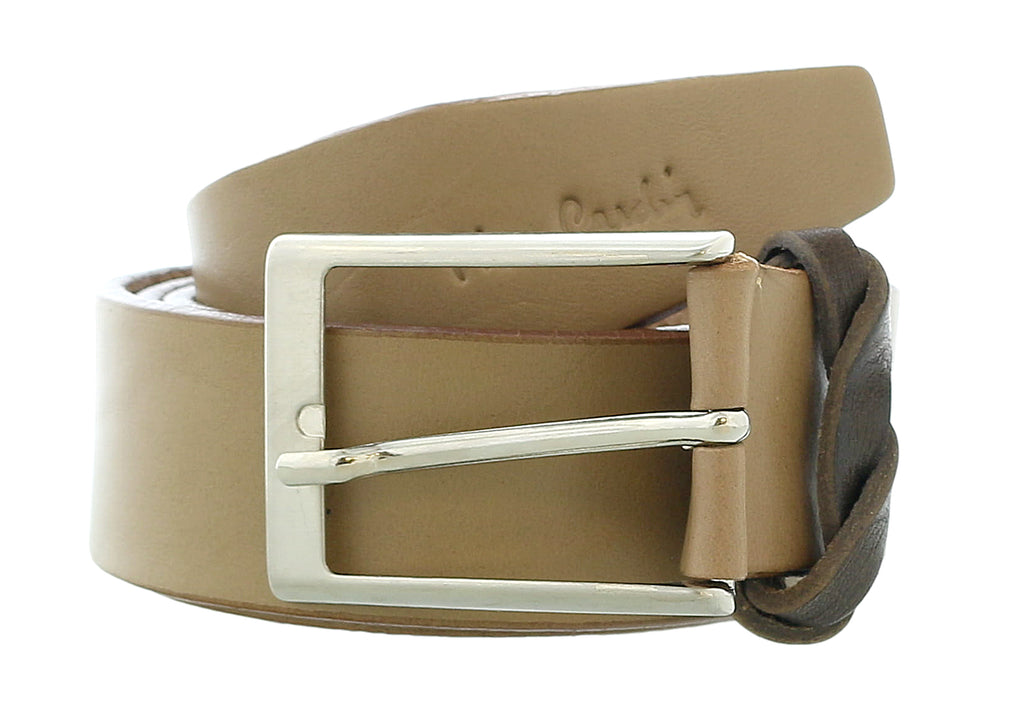 Pierre Cardin Camel Smooth Classic Silver D-Ring Adjustable Belt Adjustable Mens Belt-