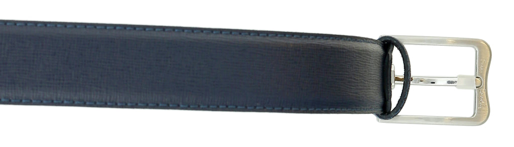 Pierre Cardin Navy Blue Textured Classic Silver D-Ring Adjustable Belt Adjustable Mens Belt-