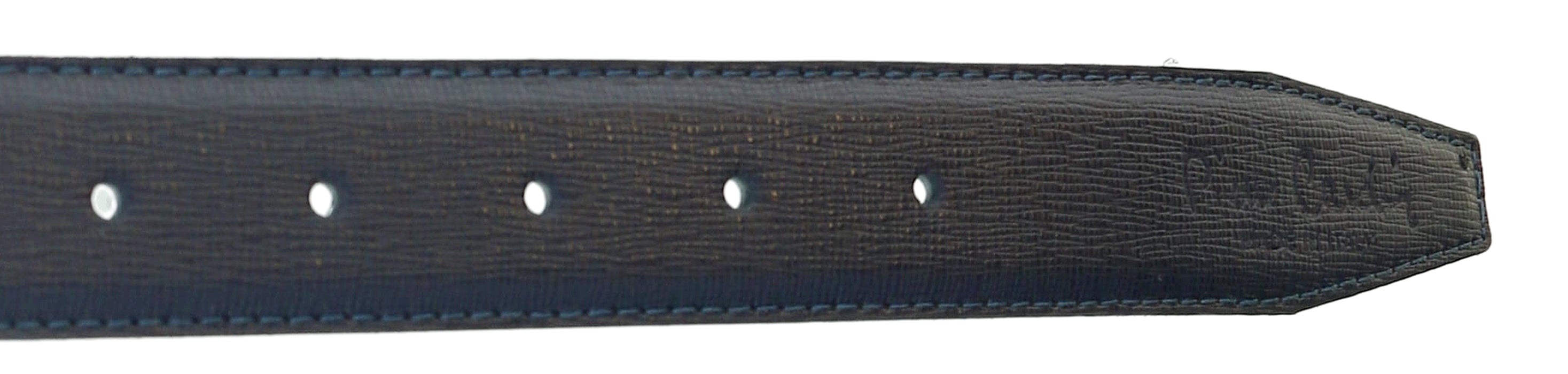 Pierre Cardin Navy Blue Textured Classic Silver D-Ring Adjustable Belt Adjustable Mens Belt-