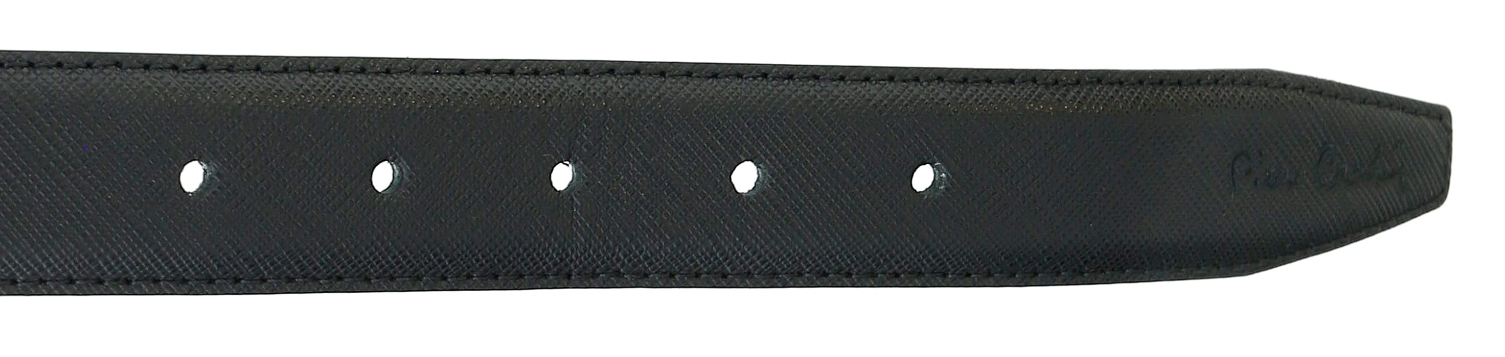 Pierre Cardin Black Textured Classic Silver D-Ring Adjustable Belt Adjustable Mens Belt-