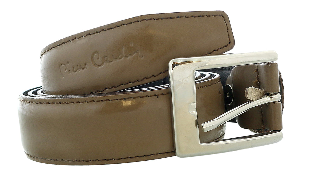 Pierre Cardin Shiny Taupe Classic Silver D-Ring Adjustable Belt Adjustable Mens Belt-36