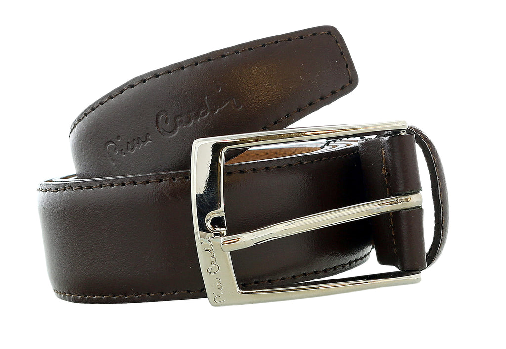 Pierre Cardin Dark Brown Classic Silver D-Ring Adjustable Belt Adjustable Mens Belt-36