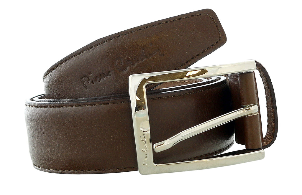 Pierre Cardin Brown Classic Square Silver D-Ring Adjustable Belt Adjustable Mens Belt-38