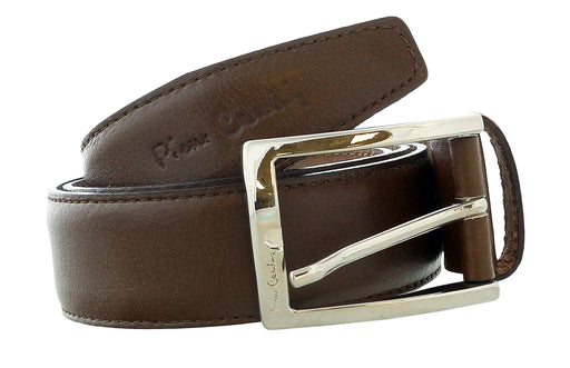 Pierre Cardin Brown Classic Square Silver D-Ring Adjustable Belt Adjustable Mens Belt-