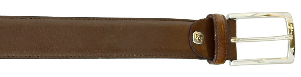 Pierre Cardin Brown Classic Square Silver D-Ring Adjustable Belt Adjustable Mens Belt-