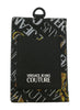 Versace Jeans Couture Black Gold Leather Baroque Brush Pattern Lanyard Cardholder