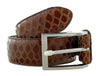 Pierre Cardin Brown Python Embossed Silver D-Ring Buckle Adjustable Belt Adjustable Mens Belt-