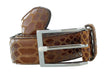Pierre Cardin Brown Python Embossed Rectangular D-Ring Buckle Adjustable Belt Adjustable Mens Belt-