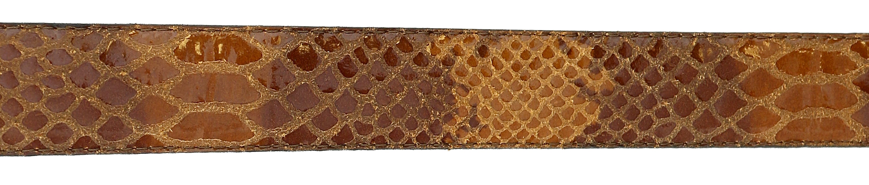 Pierre Cardin Brown Python Embossed Rectangular D-Ring Buckle Adjustable Belt Adjustable Mens Belt-